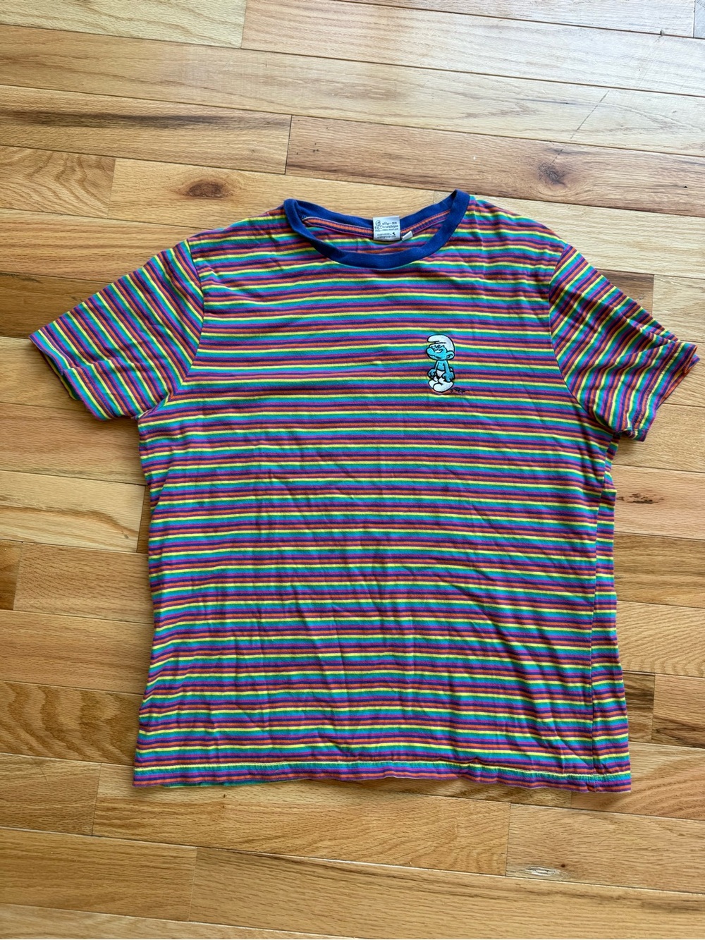 Womens Rainbow Stripe Short Sleeve T-Shirt - Multicolor